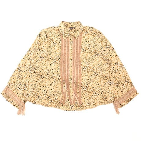 Lace & Fringe Design Animal Pattern L/S Shirt