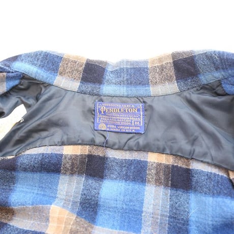 70's Pendleton Open Collar Wool Checked L/S Shirt