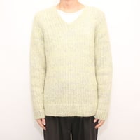 Mohair Blend V-Neck Knit Sweater Made in France