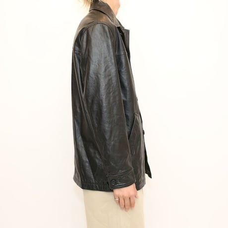 Black Leather Half Coat