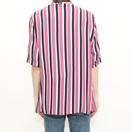 Stripe Pattern Viscose S/S Shirt MADE IN GERMANY