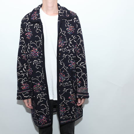 Flower Design Wool Coat
