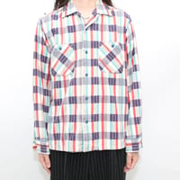 Plaid Print Flannel Open Collared Shirt