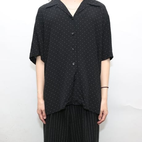 Dot Pattern Open Collar Rayon S/S Shirt