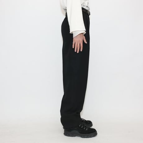 Wool Gabardine 2Tuc Black Slacks