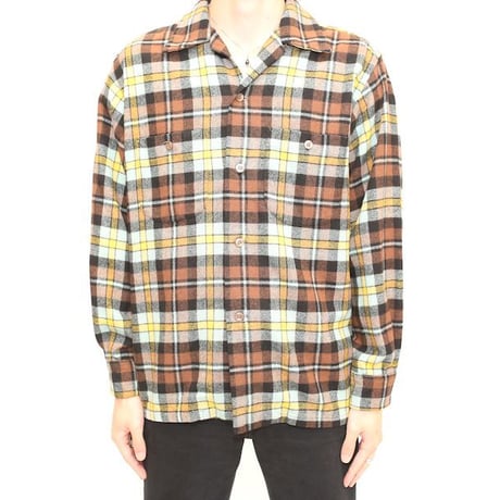 60's Town Craft Open Collared Check Wool L/S Shirt