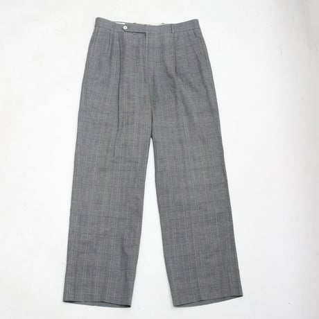 Linen × Cotton  2Tuc Plaid Slacks