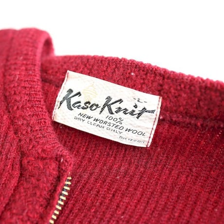 60's Kaso Knit Zip-up Wool Knit Cardigan