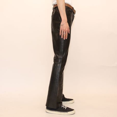 Black Leather Flared Pants