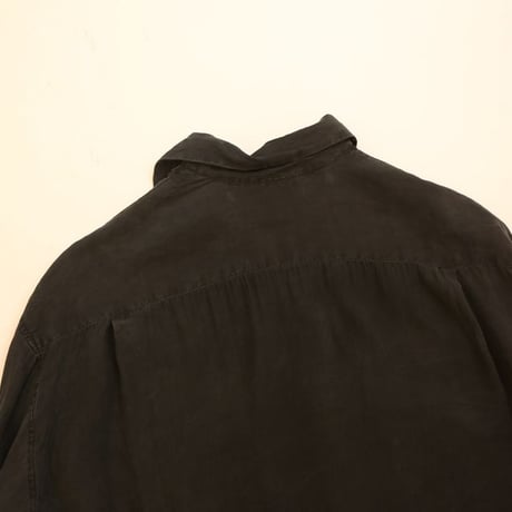 Open Collar Silk L/S Shirt Black