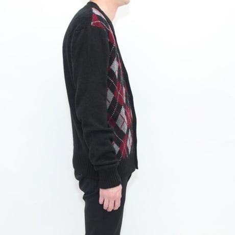 Argyle Pattern Knit Cardigan