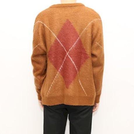 Argyle Pattern Wool Knit Sweater