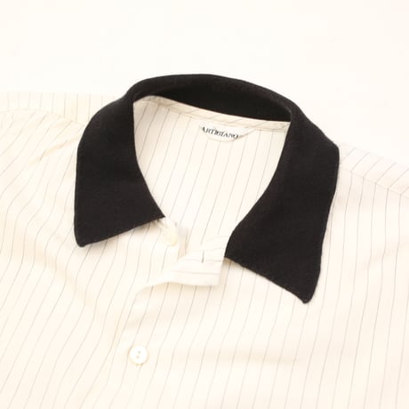 Striped Pattern Open Collar S/S Shirt
