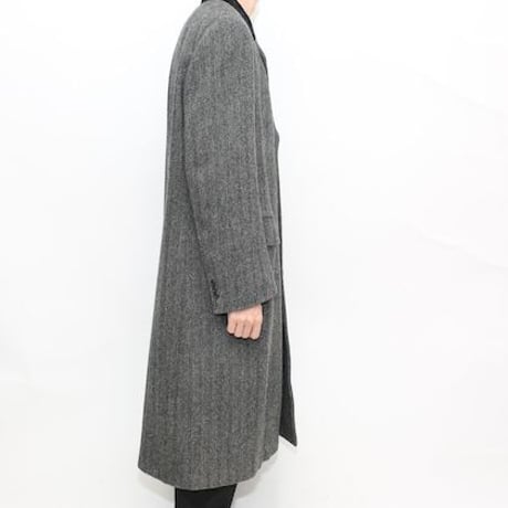 Vintage Herringbone Wool Long Coat MADE IN USA