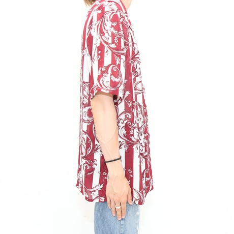 Stripe Baroque Pattern Polyester S/S Shirt