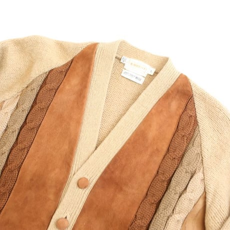60's Brent Nubuck × Wool Knit Cardigan