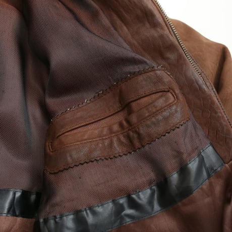 Layered Gimmick Brown Leather Jacket