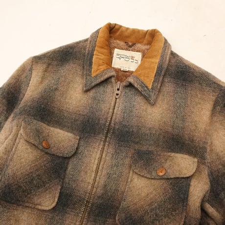 80s Fox Knapp Checked Wool Boa Jacket