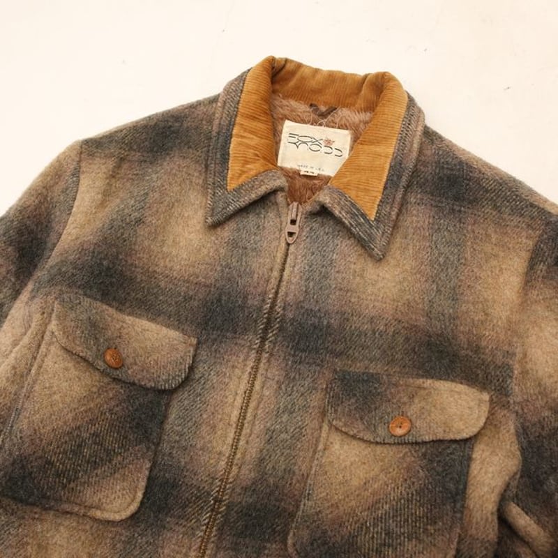 80s Fox Knapp Checked Wool Boa Jacket | Strato