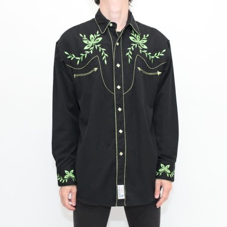 Black Embroidery Western Shirt