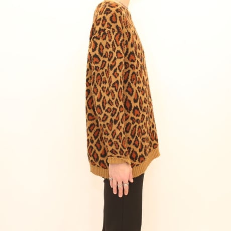 Leopard Pattern Knit Sweater MADE IN USA