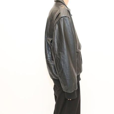 All Black A-2 Type Flight Leather Jacket