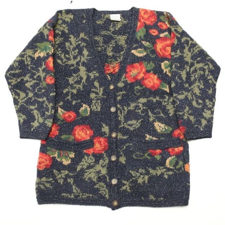 Flower Pattern Knit Cardigan
