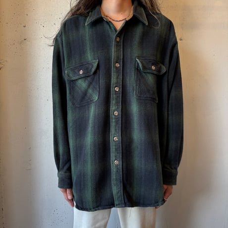 Ombre Plaid Cotton Heavy Flannel Shirt