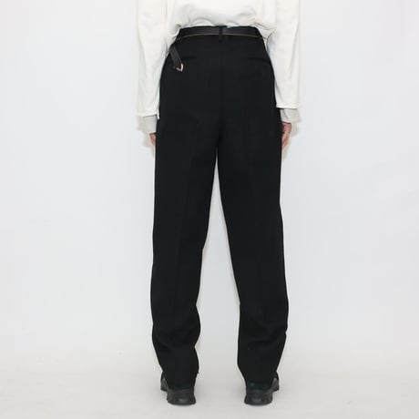 Wool Gabardine 2Tuc Black Slacks
