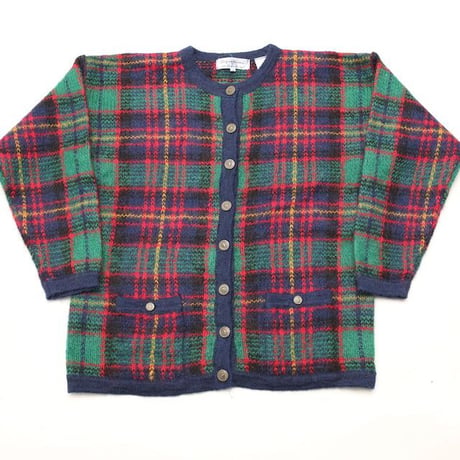 Mohair Checked Knit Cardigan