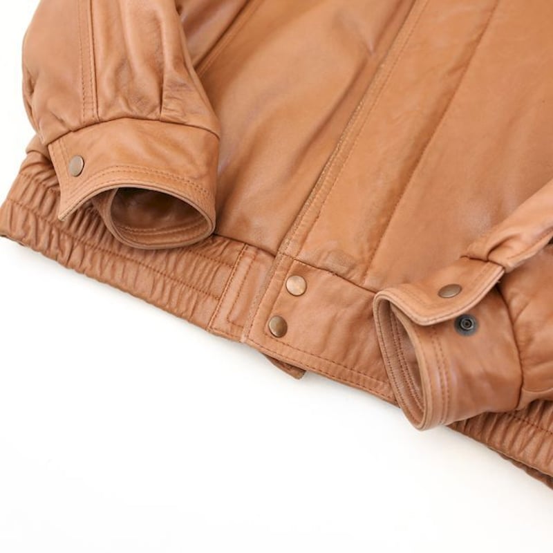 ぷうまりショップのお洋服Remy  レザー　ジャケット　カーフレザー　アメリカ製　ブラウン　サイズ40