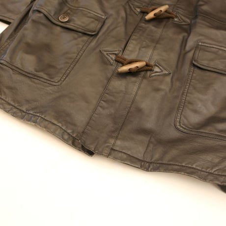 Black Leather Hooded Coat