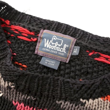 Woolrich Native Pattern Ramie Cotton Hand Knit Sweater