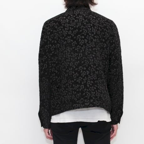 Flower Pattern Velour Trucker Jacket