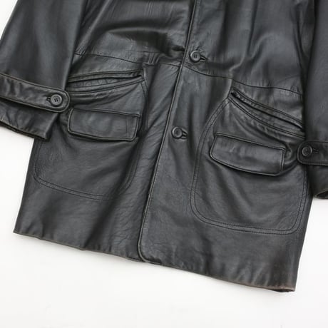 Black Lamb Leather Half Coat