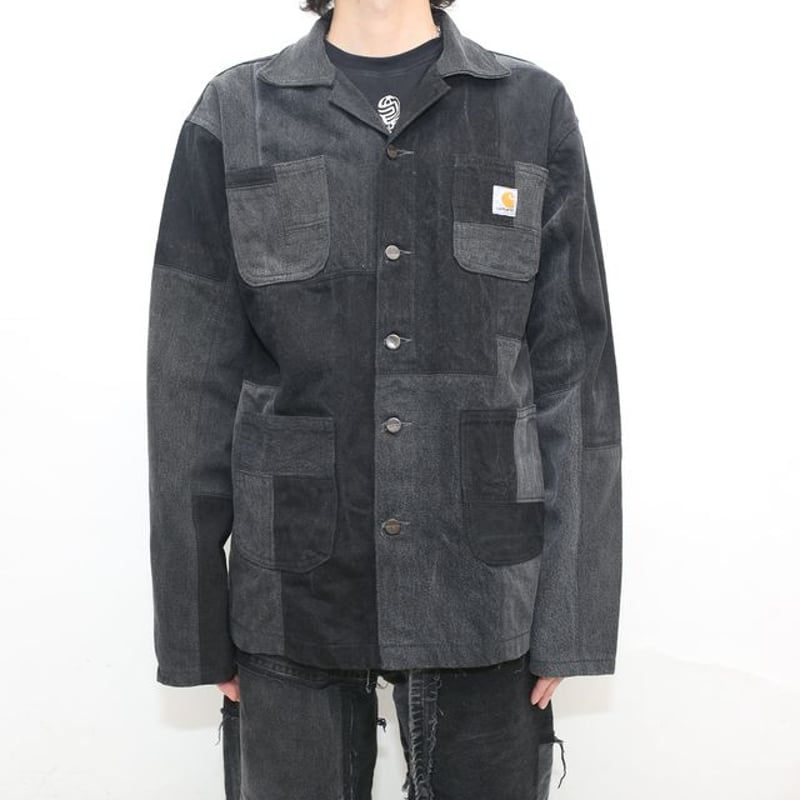 Carhartt 黒 リメイクデニムジャケット Carhartt Patchwork Remake Black Denim Jacket |