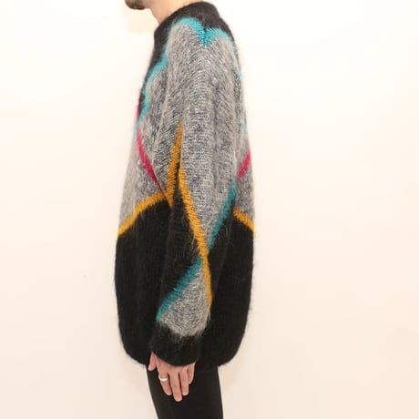 Patterned Mohair Wool Knit Sweater