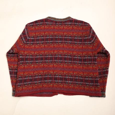 Patterned Wool Knit Cardigan