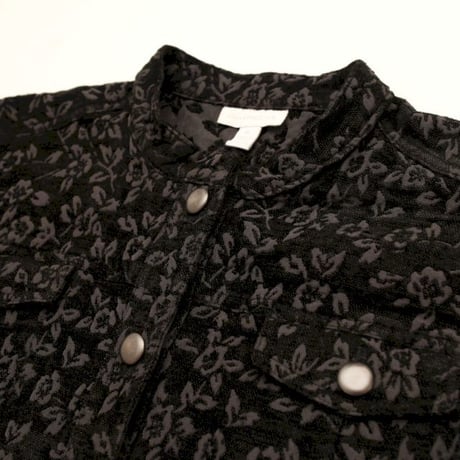 Flower Pattern Velour Trucker Jacket