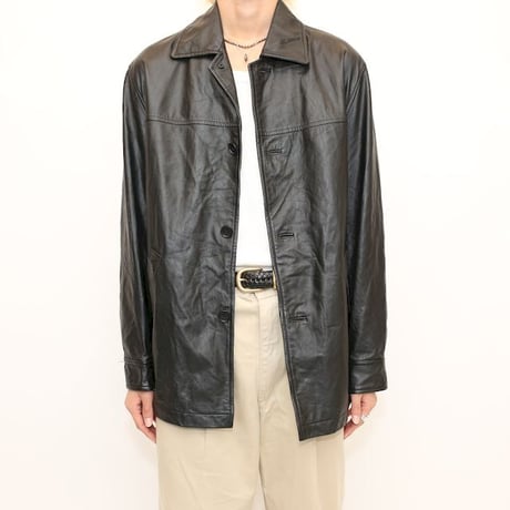 Black Leather Half Coat
