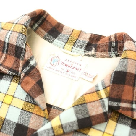 60's Town Craft Open Collared Check Wool L/S Shirt