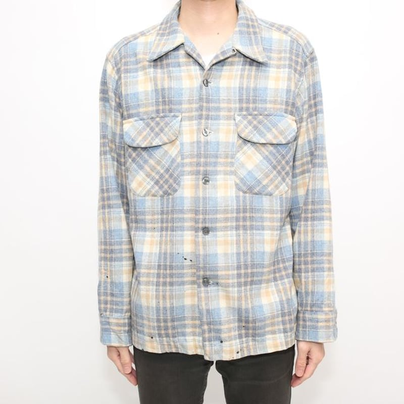 トップス 70s Pendleton Plaid Loop Collar Shirts M 70s Pendleton Wool Plaid Loop Shirt | Strato