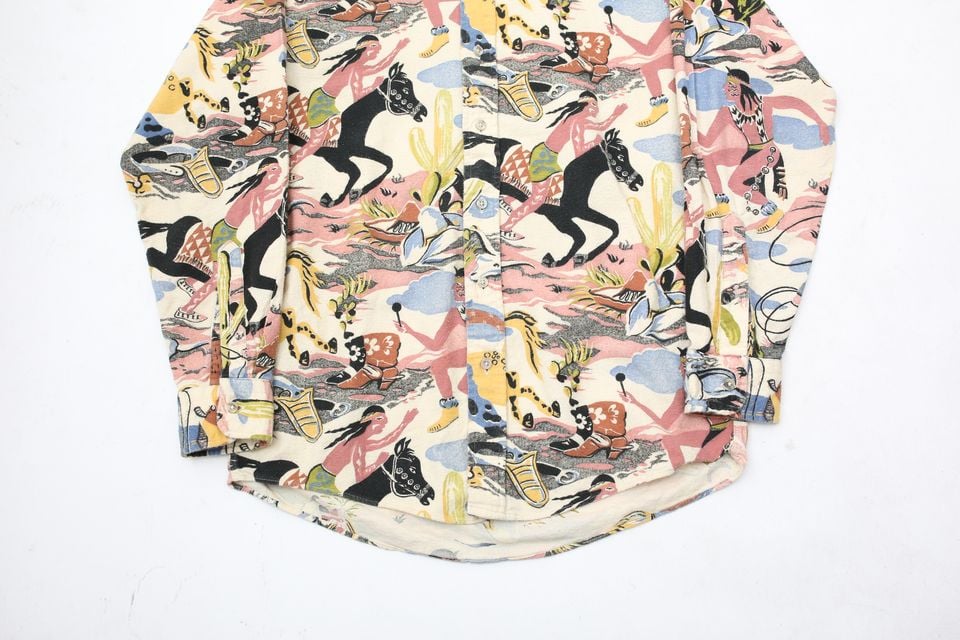 80's shadow boxer print flannel shirt