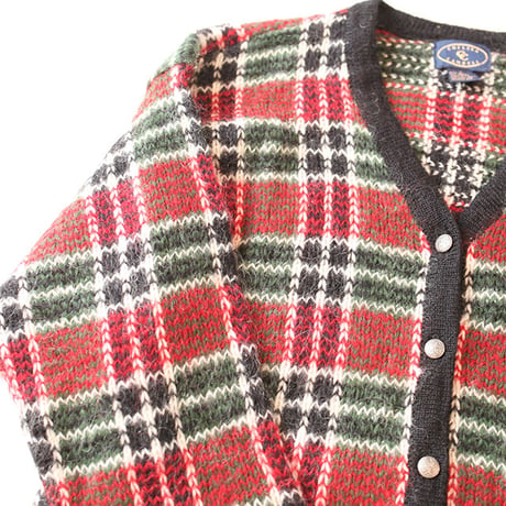 Mohair Check Knit Cardigan  