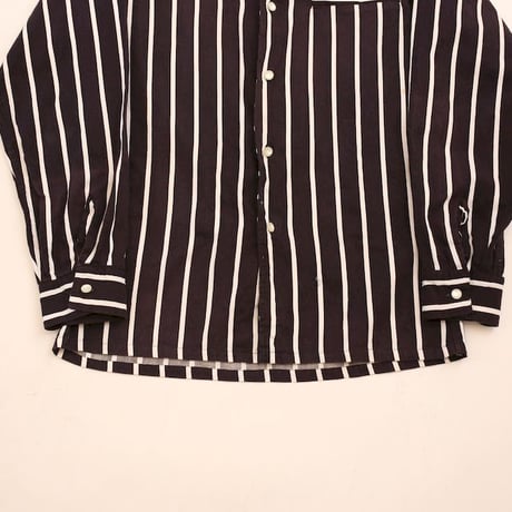 Black × White Striped Open Collared Shirt
