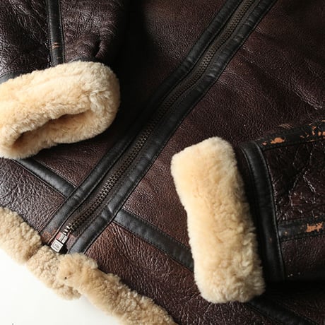 Vintage B-3 Mouton Leather Jacket ダメージ