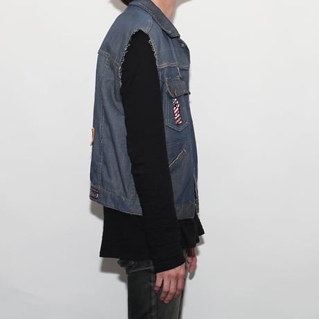 Vintage Denim Vest With Patch