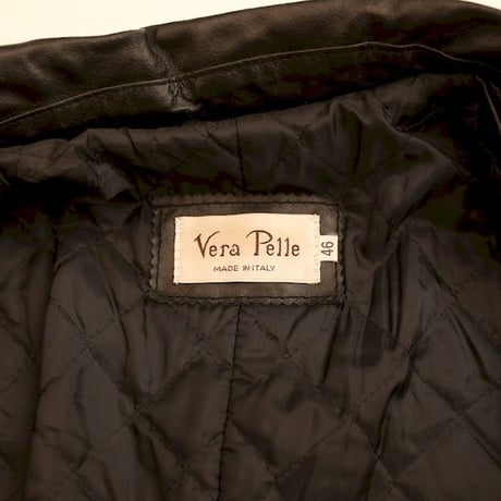 Black Leather Half Coat 'Vera Pelle'