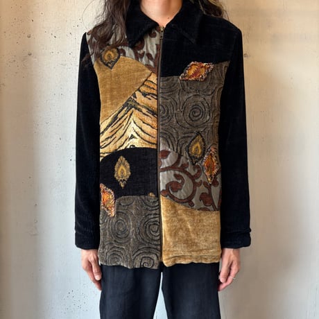 Various Switching Pattern Velour Jacket