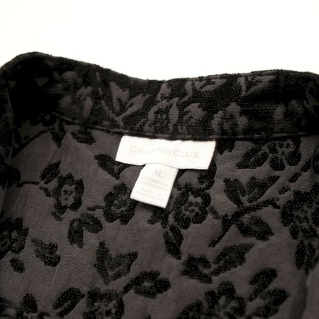 Flower Pattern Velour Trucker Jacket